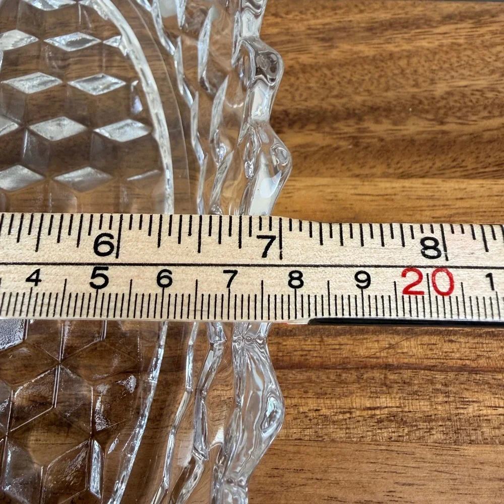 Fostoria America Clear Glass 3 Part Divided Relish Dish Oval Cube Pattern 10.5in